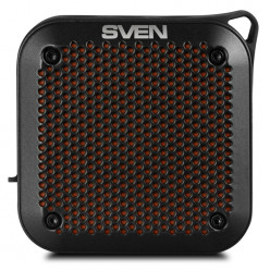 SVEN PS-88 Black, Bluetooth Waterproof Portable Speaker, 7W RMS, Water protection (IPx7), LED display, Support for iPad & smartphone, FM tuner, USB & microSD, TWS, built-in lithium battery -1500 mAh, ability to control the tracks, AUX stereo input